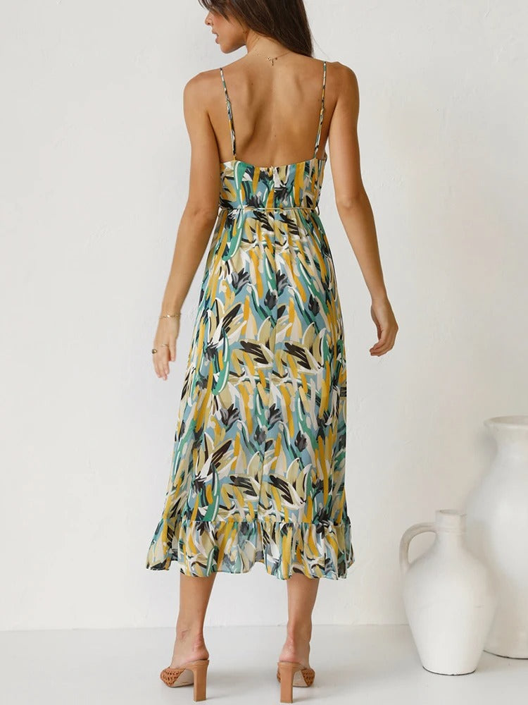 Emmeline | Printed Midi Dress Adjustable Straps