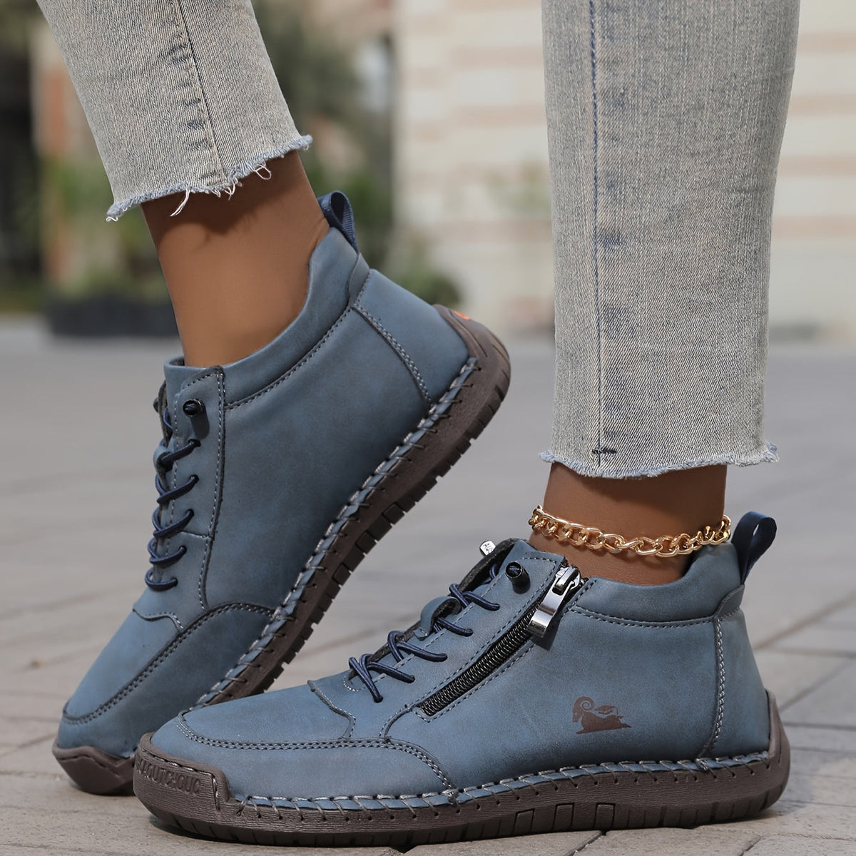 Lynette | Ankle Boots with Laces and Side Zippers