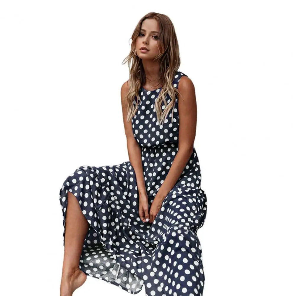 Laressa | Polka Dot Sleeveless Midi Dress