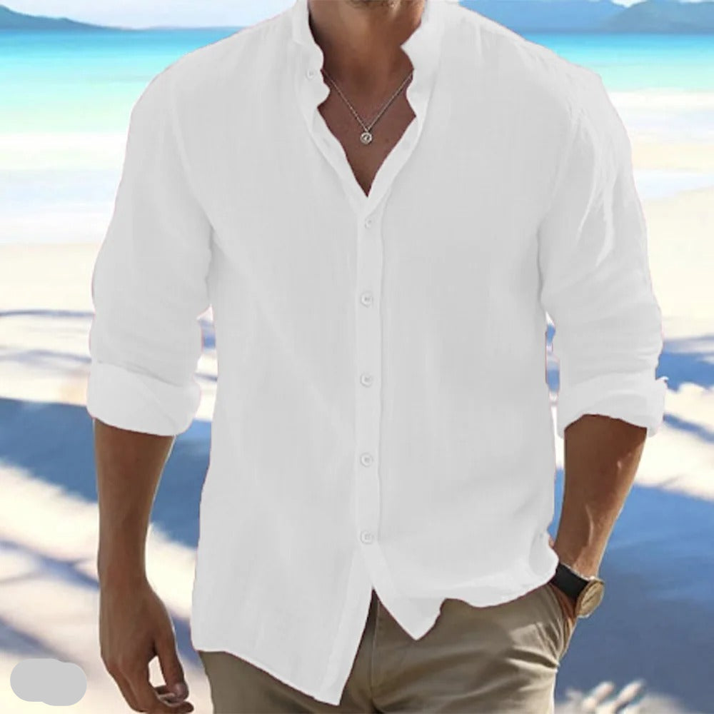 Macsen | Stand Collar Long Sleeve Casual Shirt