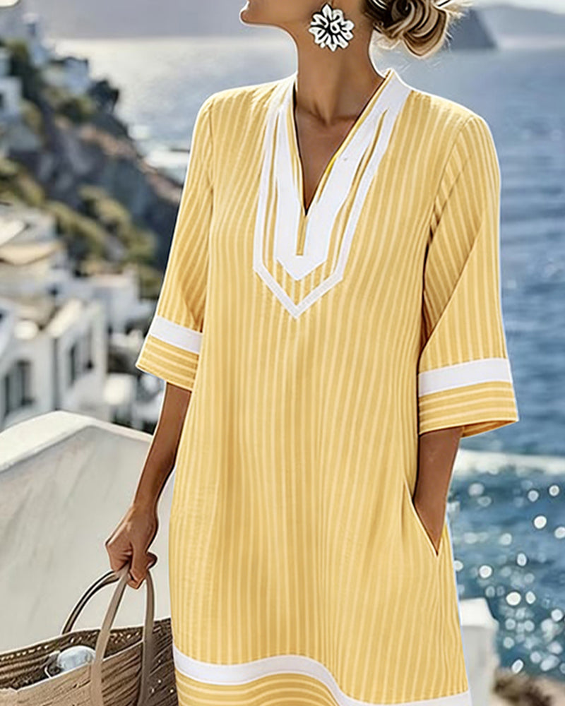 Alisia | Striped V-Neck Tunic Dress