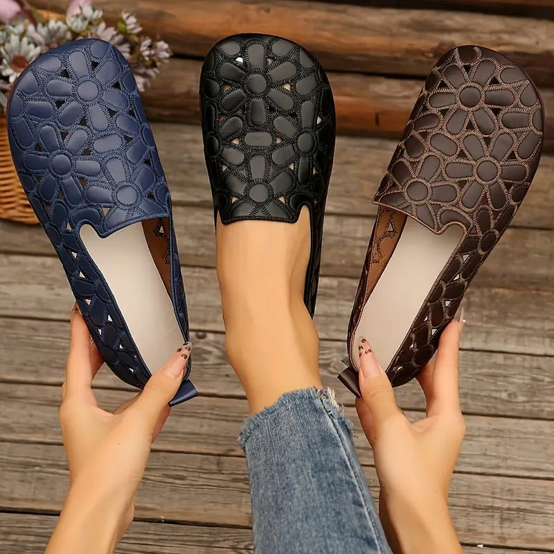 Veronica | Floral Cut Out Flat Shoes