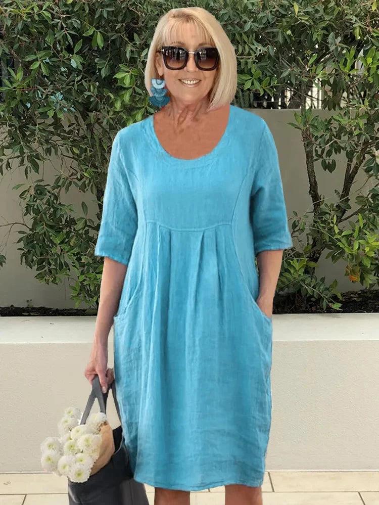 Devyn | Relaxed Pocket Midi Dress with Half Sleeves