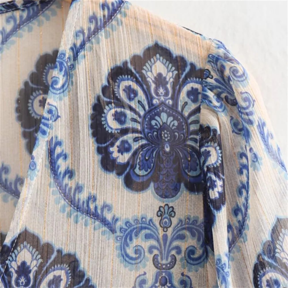 Willa | Printed Long Sleeve Tiered Midi Dress