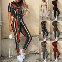 Hallie | Collared Short Sleeve Belted Jumpsuit