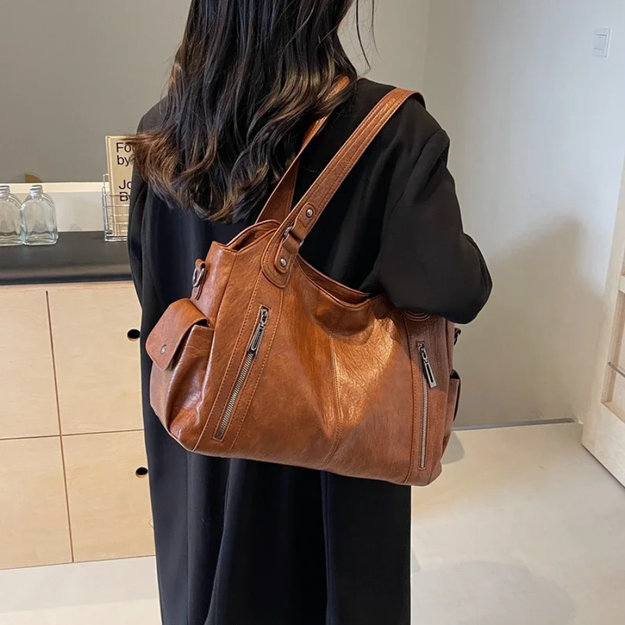 Lynn | Large Shoulder Tote Bag with Zip Pockets