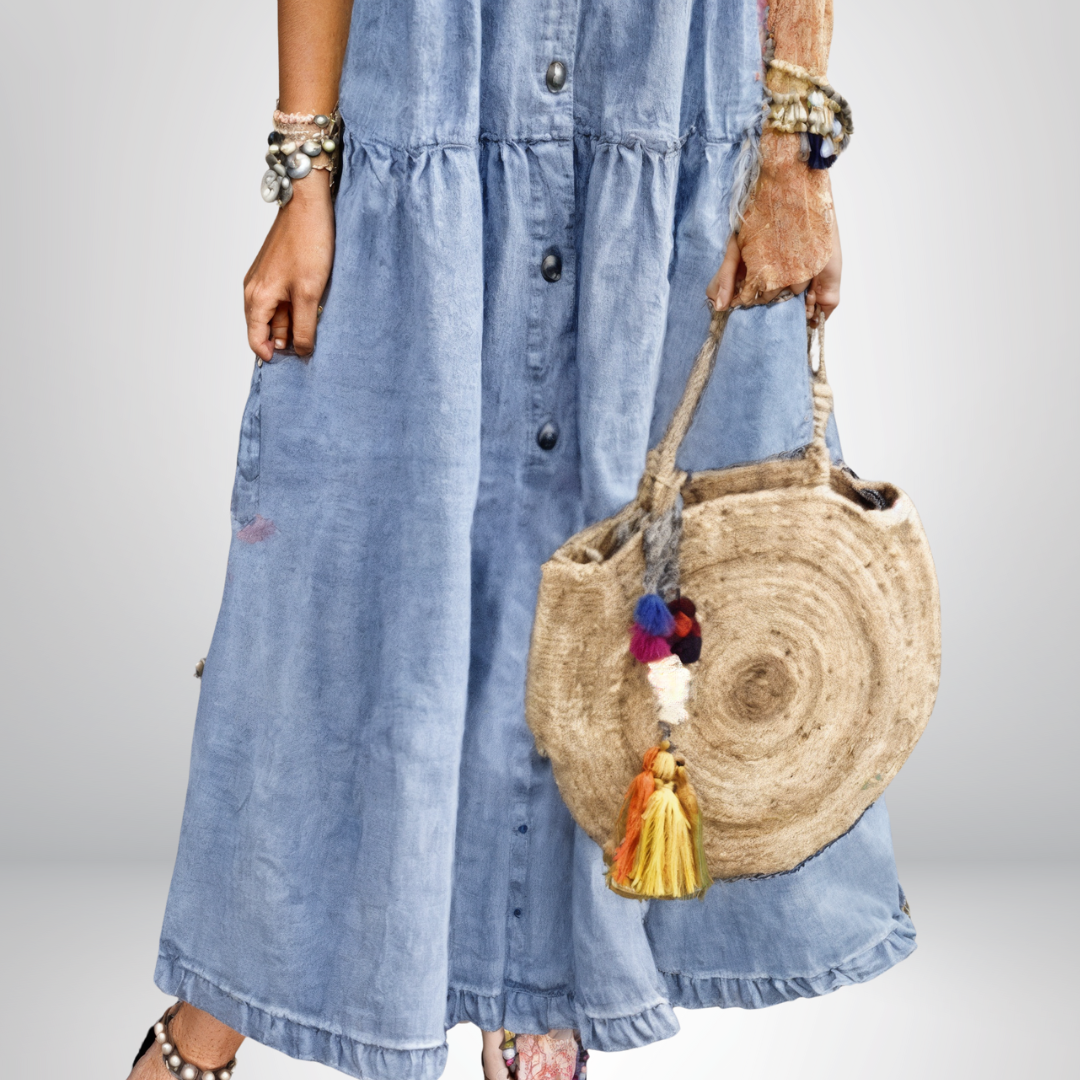 Leokadia | Denim Short Sleeve Shirt Dress