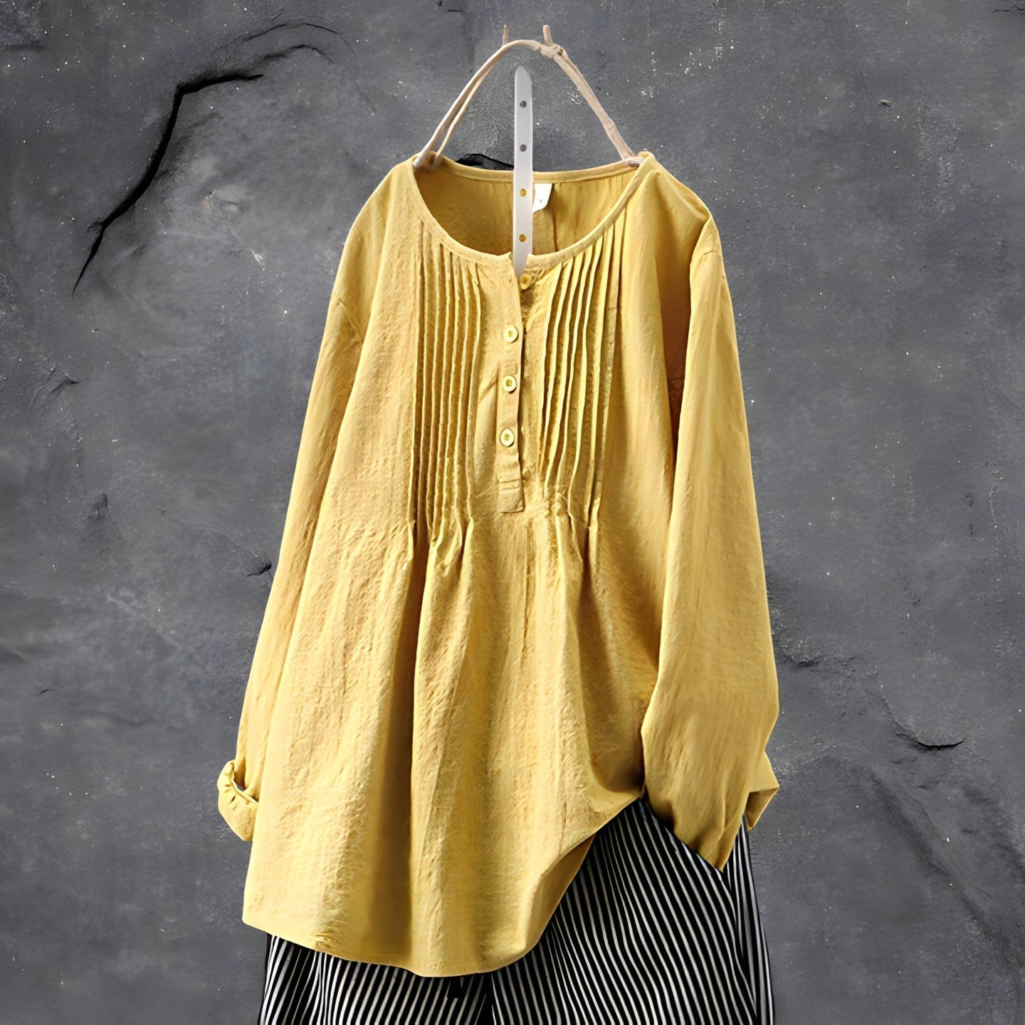 Sabeena | Long Sleeve Pleated Button Blouse