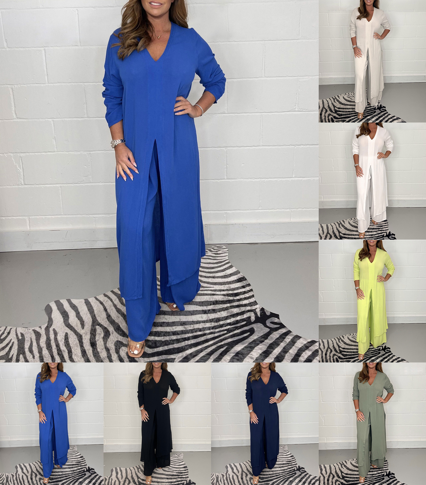 Alejandra | Two-Piece V-Neck Longline Tunic Trouser Set