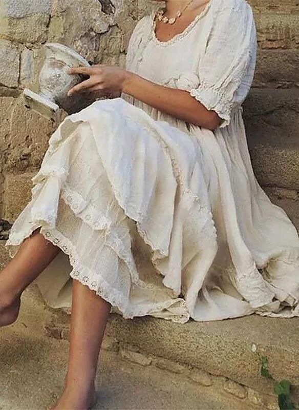 Tannaz | Short Sleeve Ruffle Maxi Dress