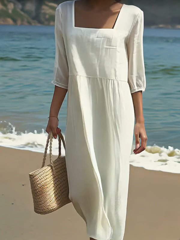 Odonnell - Square Neck Midaxi Sleeve Dress