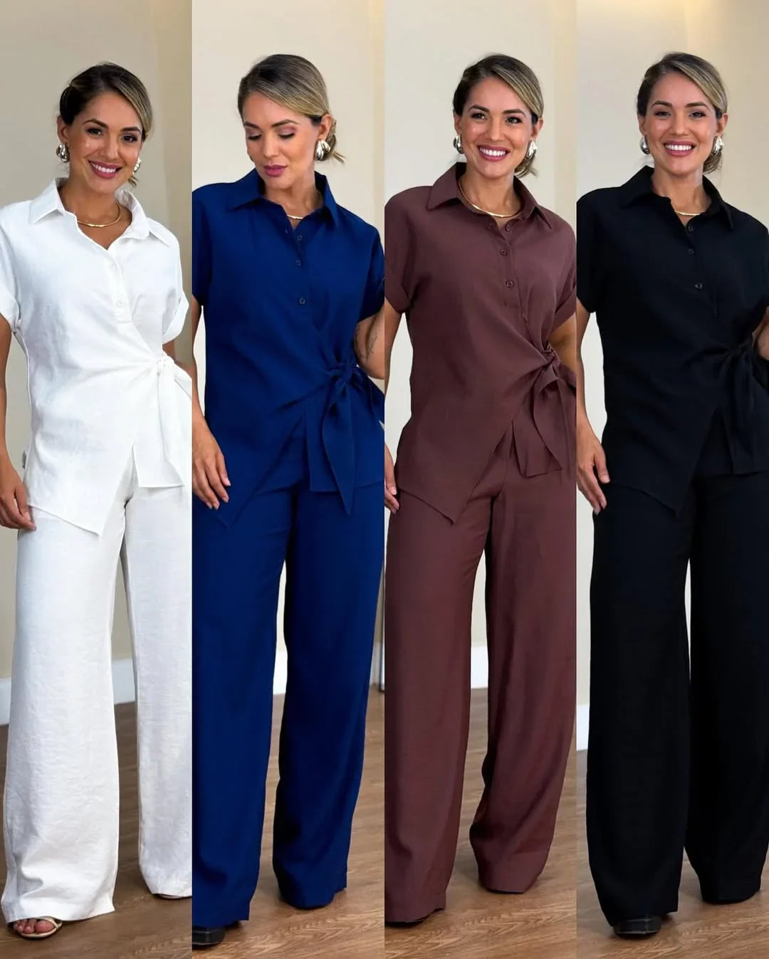 Lorie | Two Piece Collared Tie Front Set
