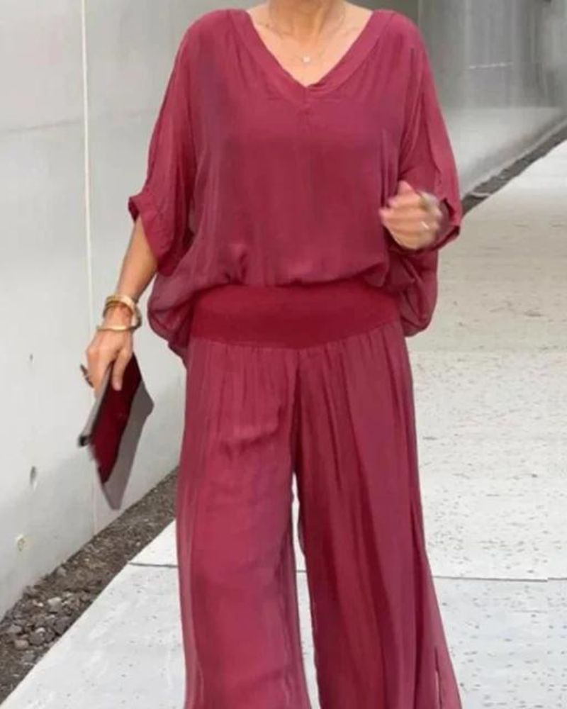 Anfisa | Wide Leg Trouser Two Piece Set