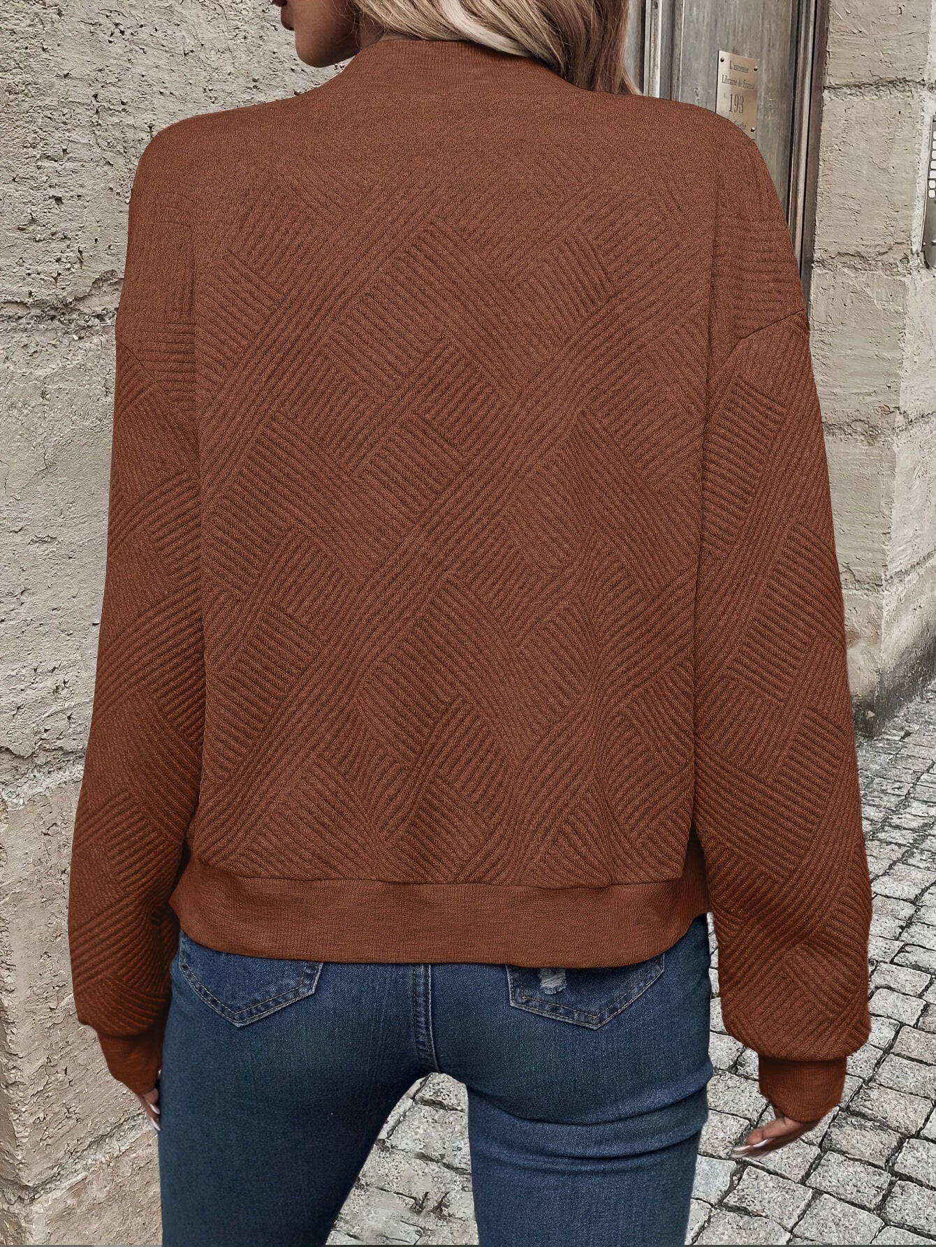 Jemma | Long Sleeve Textured Zip Jacket