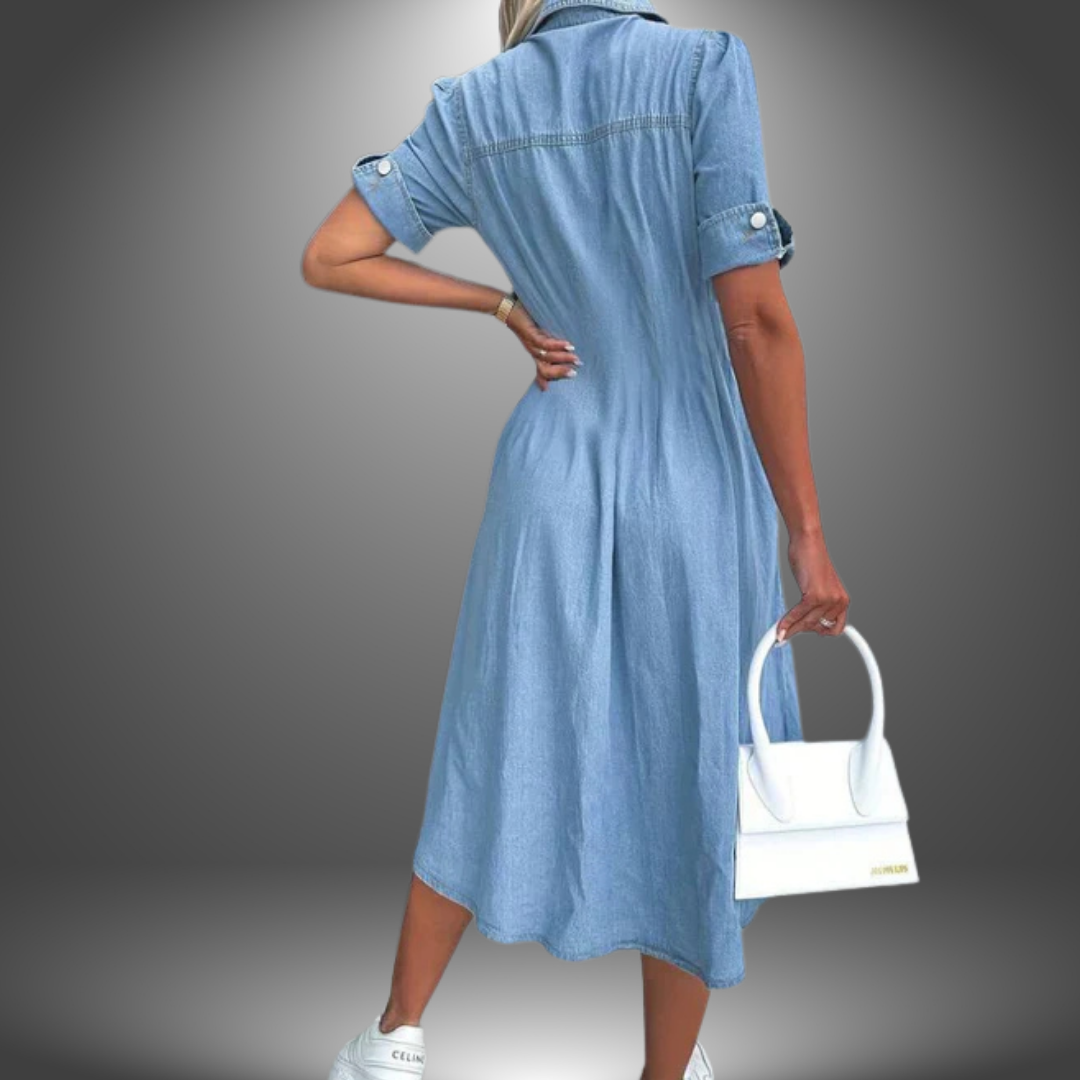 Michele | Denim Shirt Dress Button Front Midi