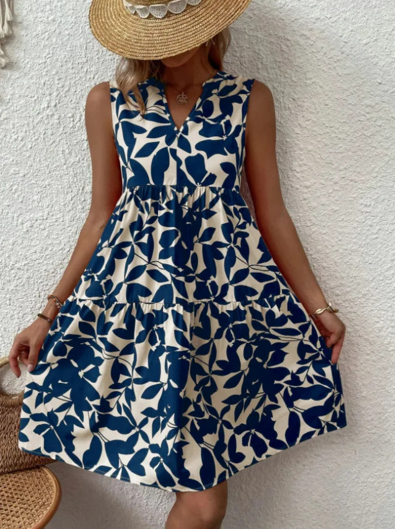 Greysen | Sleeveless Floral Print Tiered Dress