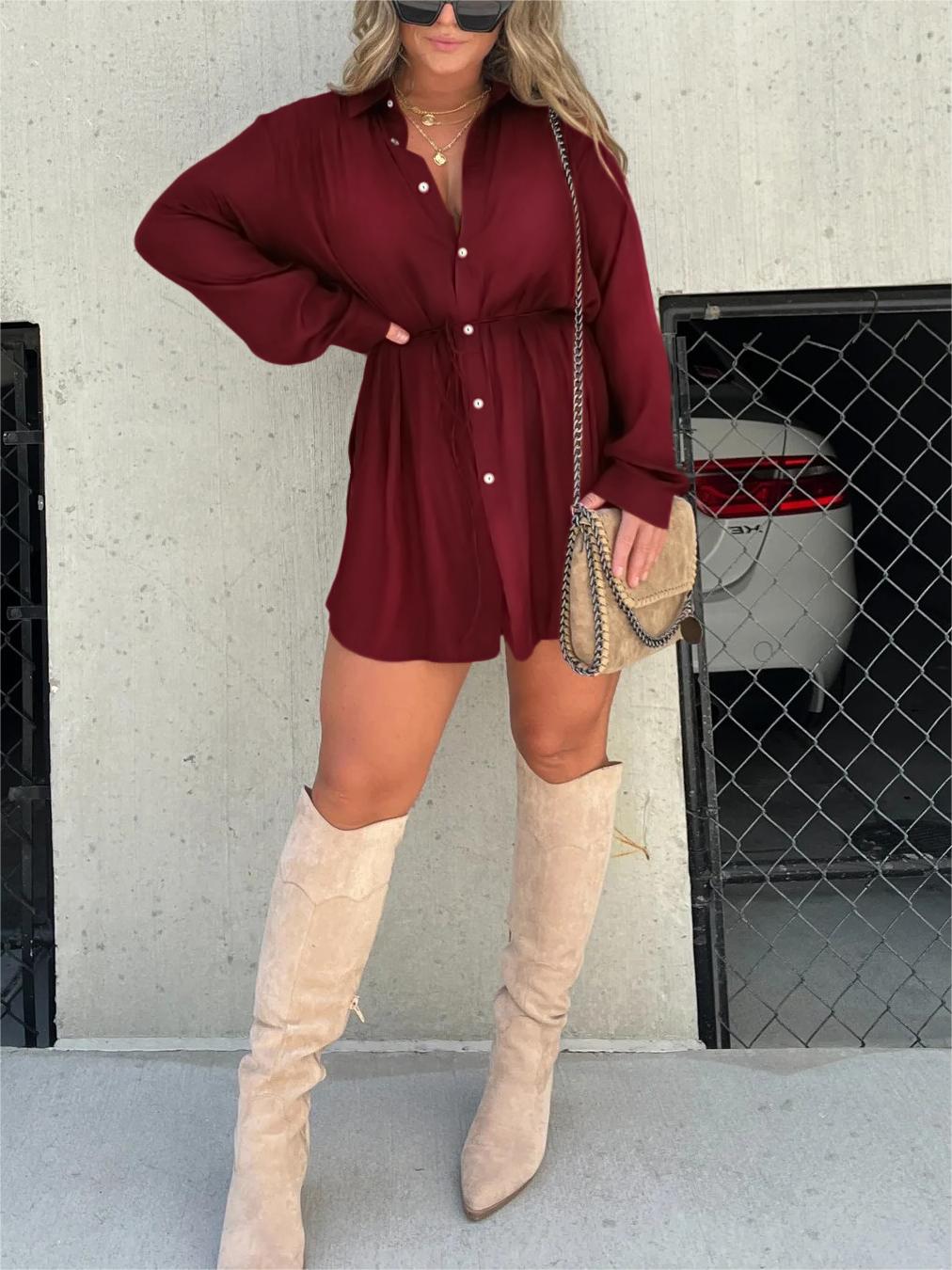Giulia | Collared Long Sleeve Shirt and Shorts Set