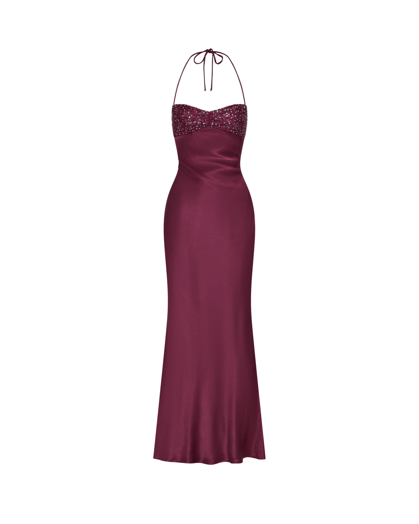 Nilysha | Sequin Bodice Halterneck Maxi Dress