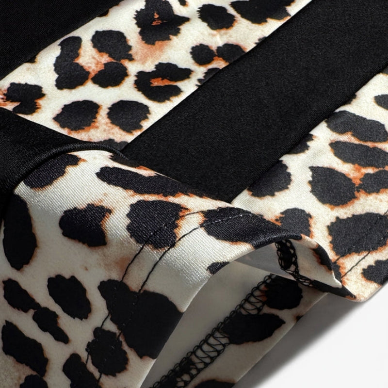Leoza | Shift Dress Black Leopard Print Trim