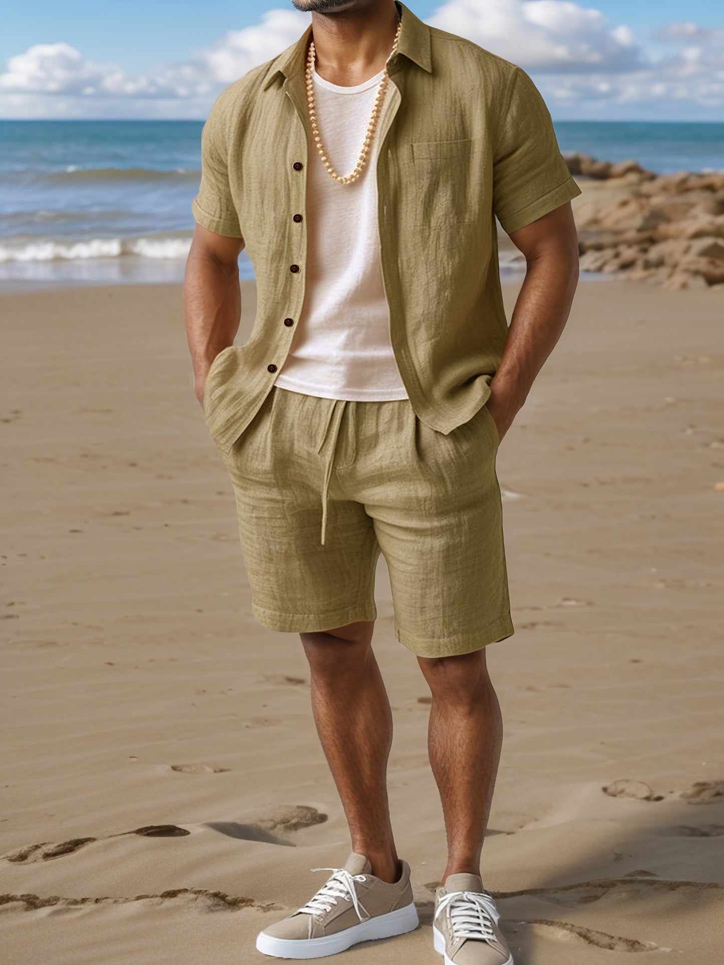 Fillon | Short Sleeve Button-Up Shirt and Shorts Set