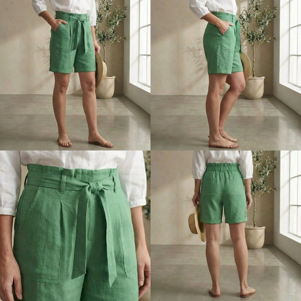 Vanja - Tie-Waist Linen Shorts