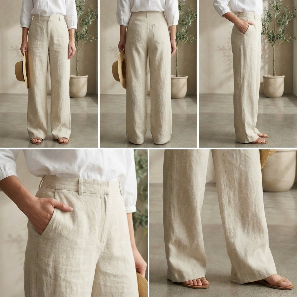 Solara High-Waisted Linen Wide-Leg Trousers