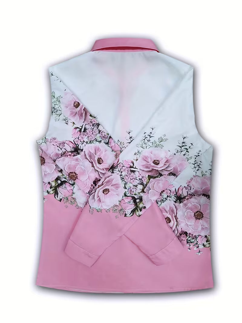 Yaleian | Floral Button-Up Long Sleeve Blouse