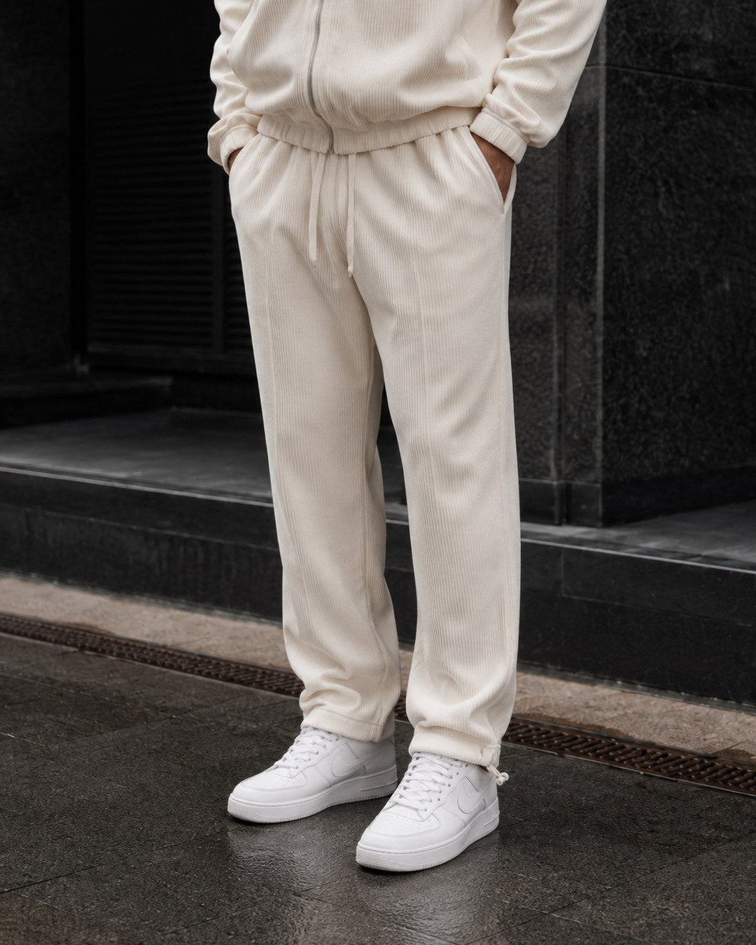 Thomsen | Tracksuit with Ribbed Texture Stand Collar