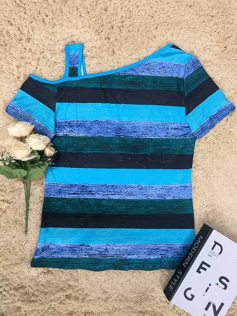 Sittina | Striped Cold Shoulder Cut-Out Top