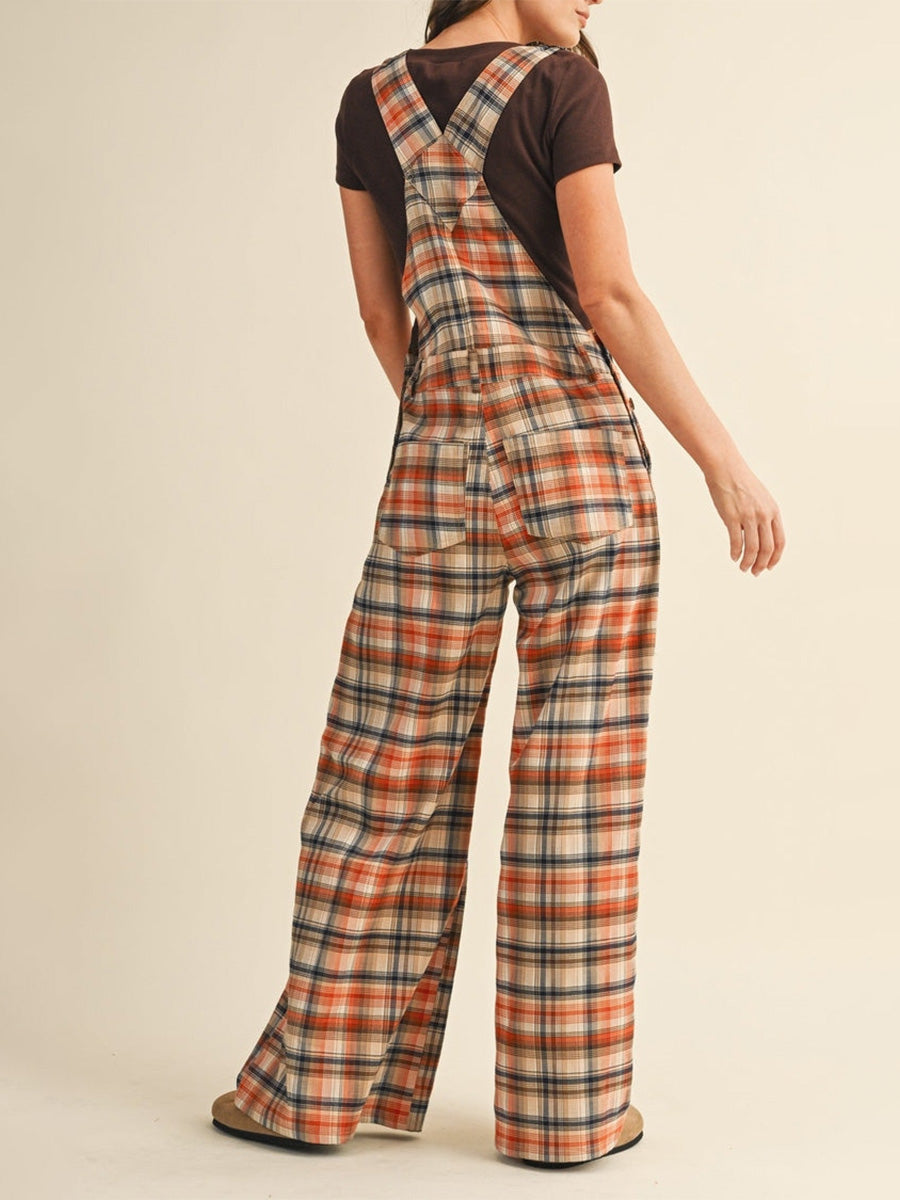 Molin | Checked Wide Leg Dungaree Jumpsuit