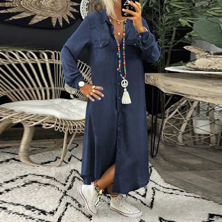 Lilla | Long Sleeve Button Front Shirt Dress