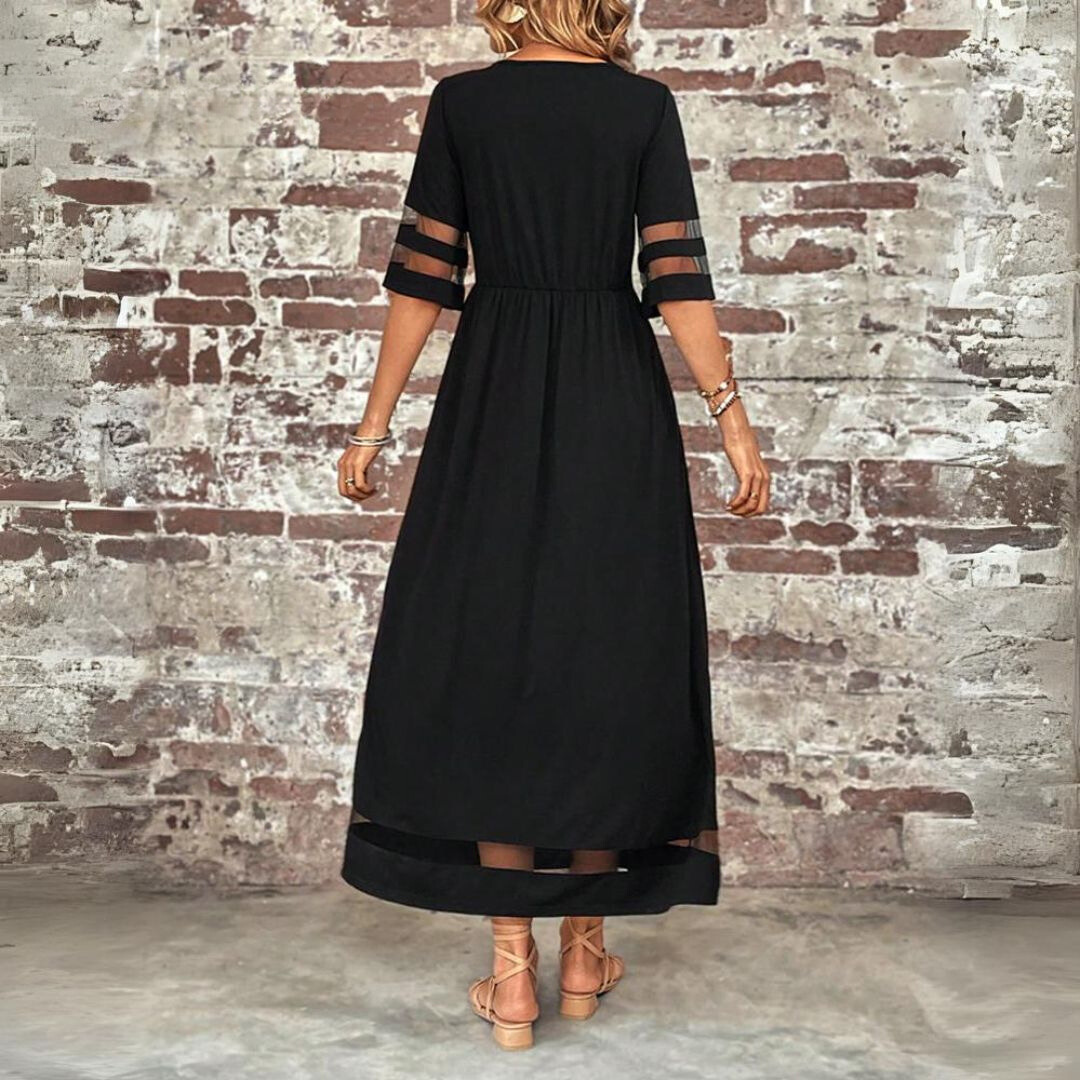 Silvy | Maxi Dress with Mesh Trim Sleeves
