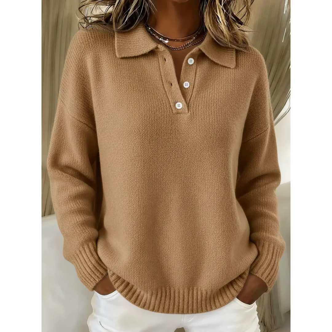 Fayeia | Collared Knit Jumper with Ribbed Cuffs