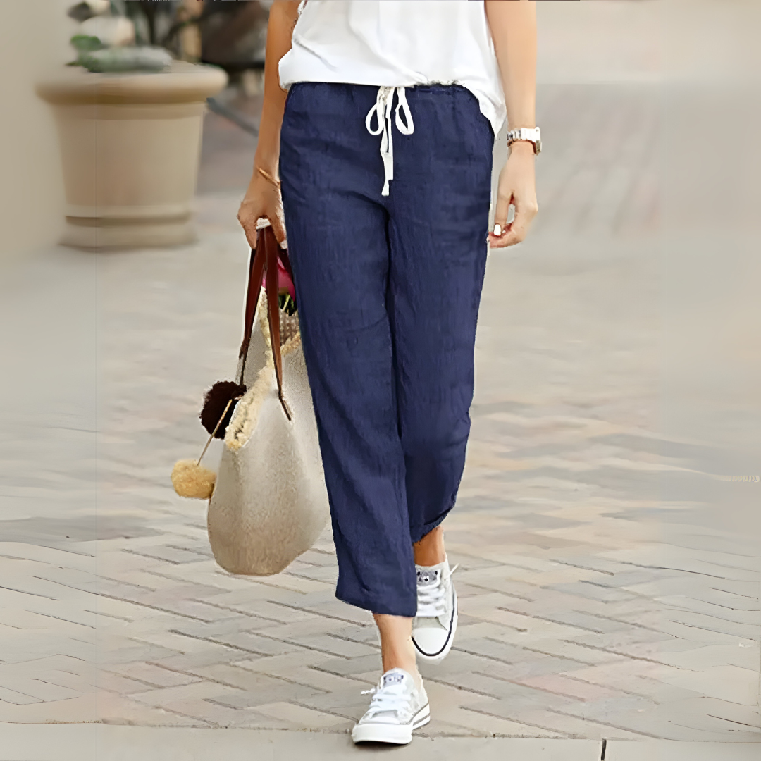 Izumi | Drawstring Cropped Wide Leg Trousers