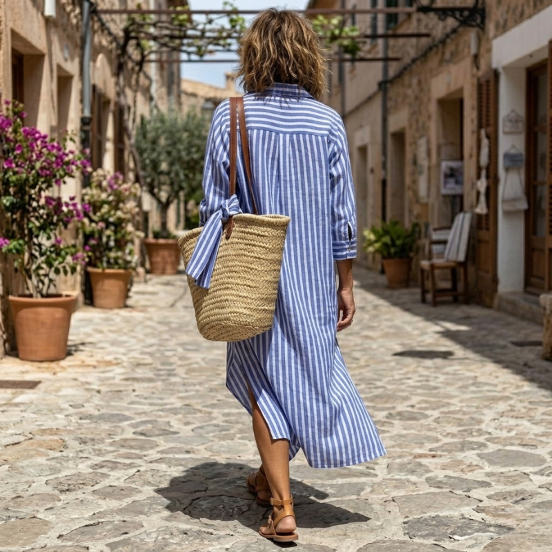 Hermien | Shirt Dress with Stripes and Three-Quarter Sleeves