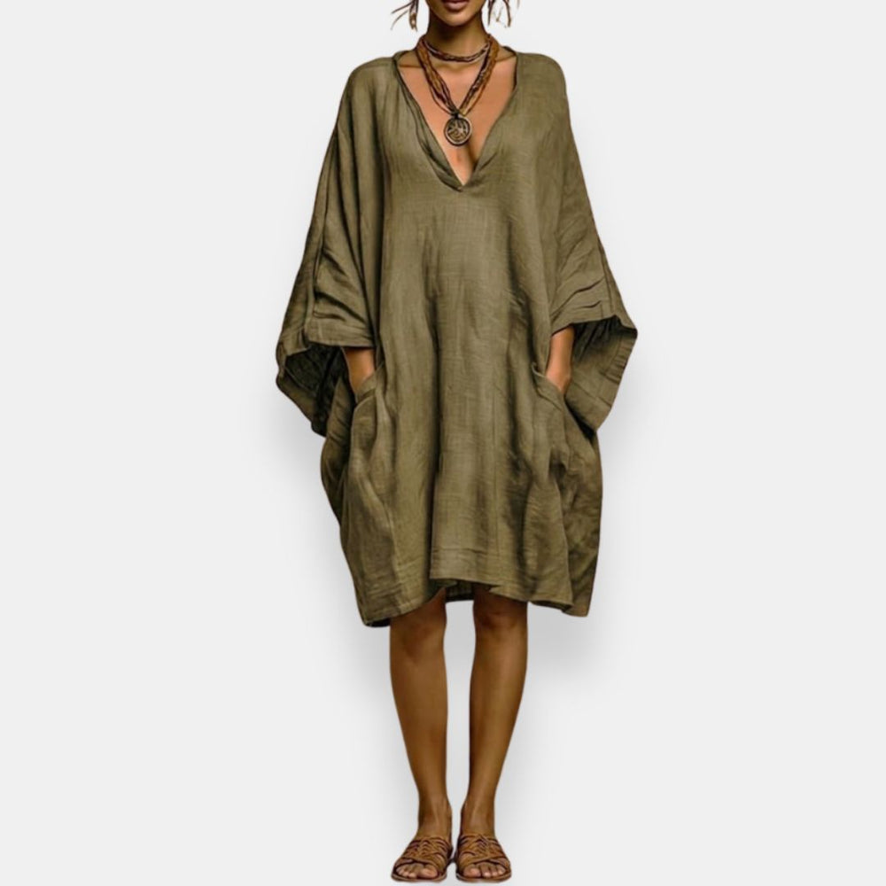 Diaraye | Dress Oversized V Neck Pocket Detail