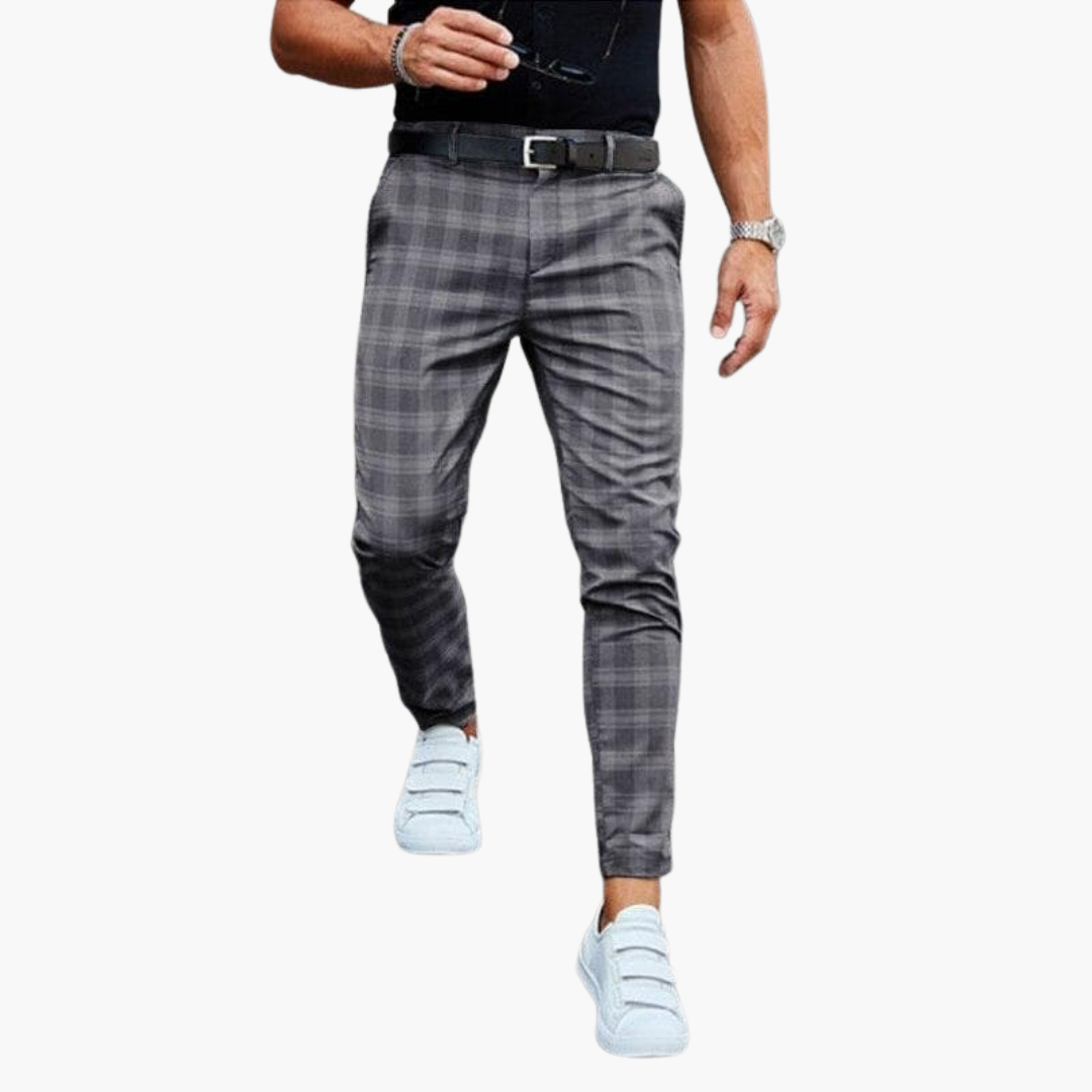 Karey - Slim Fit Checked Trousers