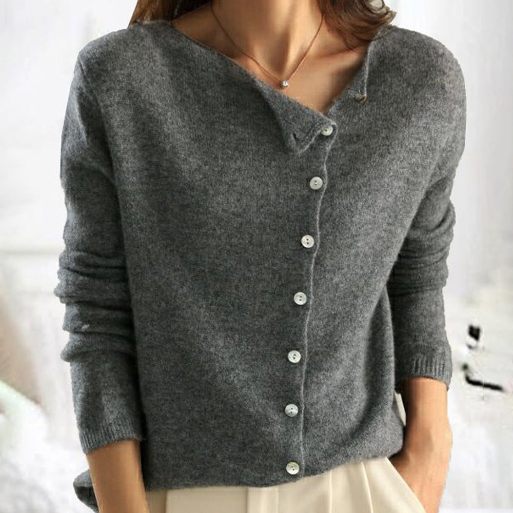Wessels | Cardigan with Asymmetric Neckline and Button Closure