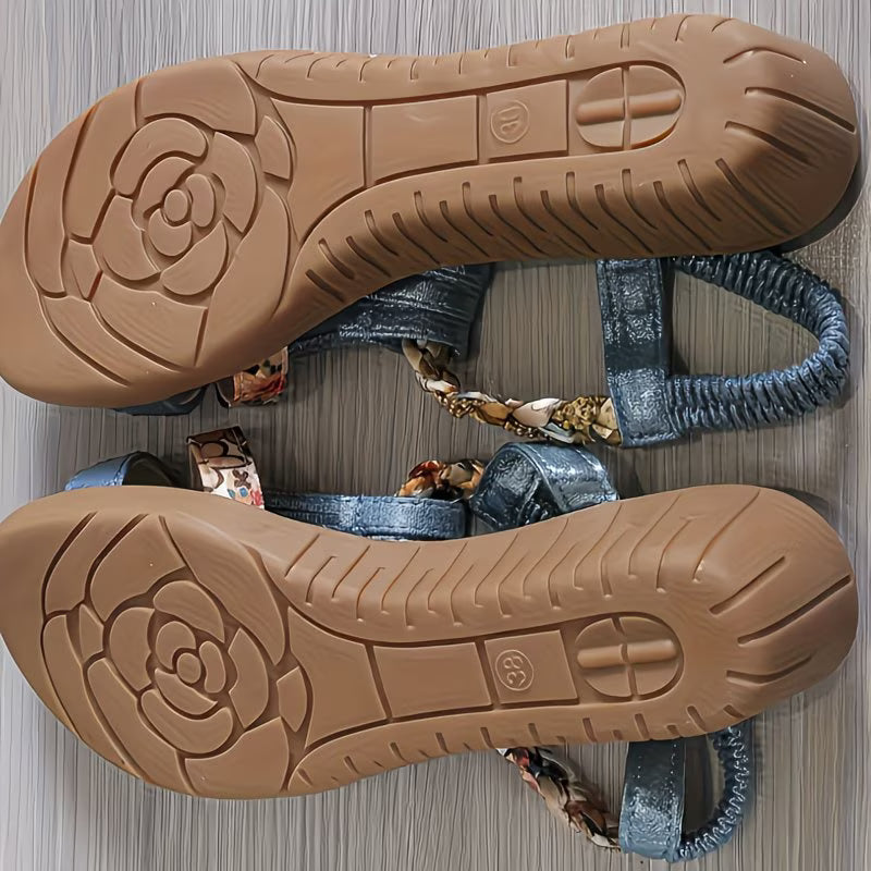 Noelia | Wedge Sandals with Printed T-Strap