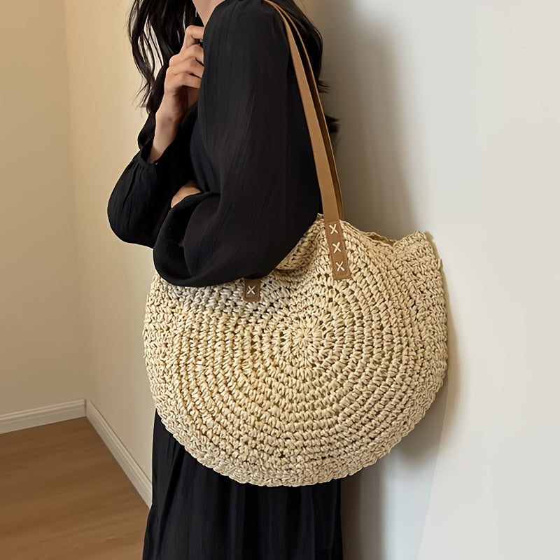 Cléa | Woven Round Straw Tote Shoulder Bag