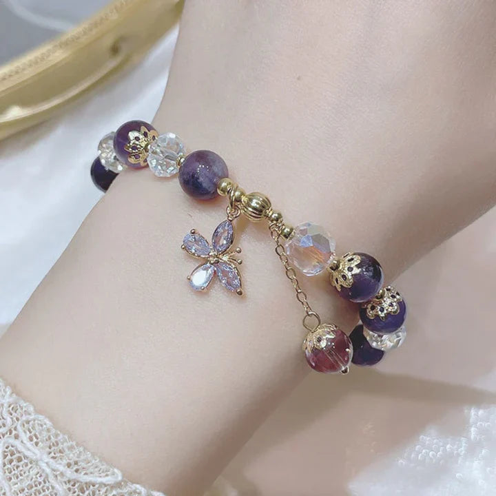 Elsien | Beaded Purple Charm Stretch Bracelet