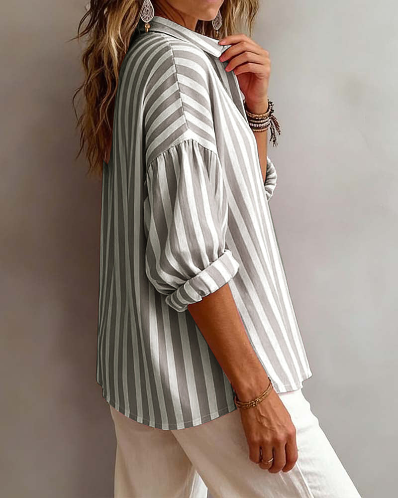 Jessy | Striped Relaxed Collar Blouse