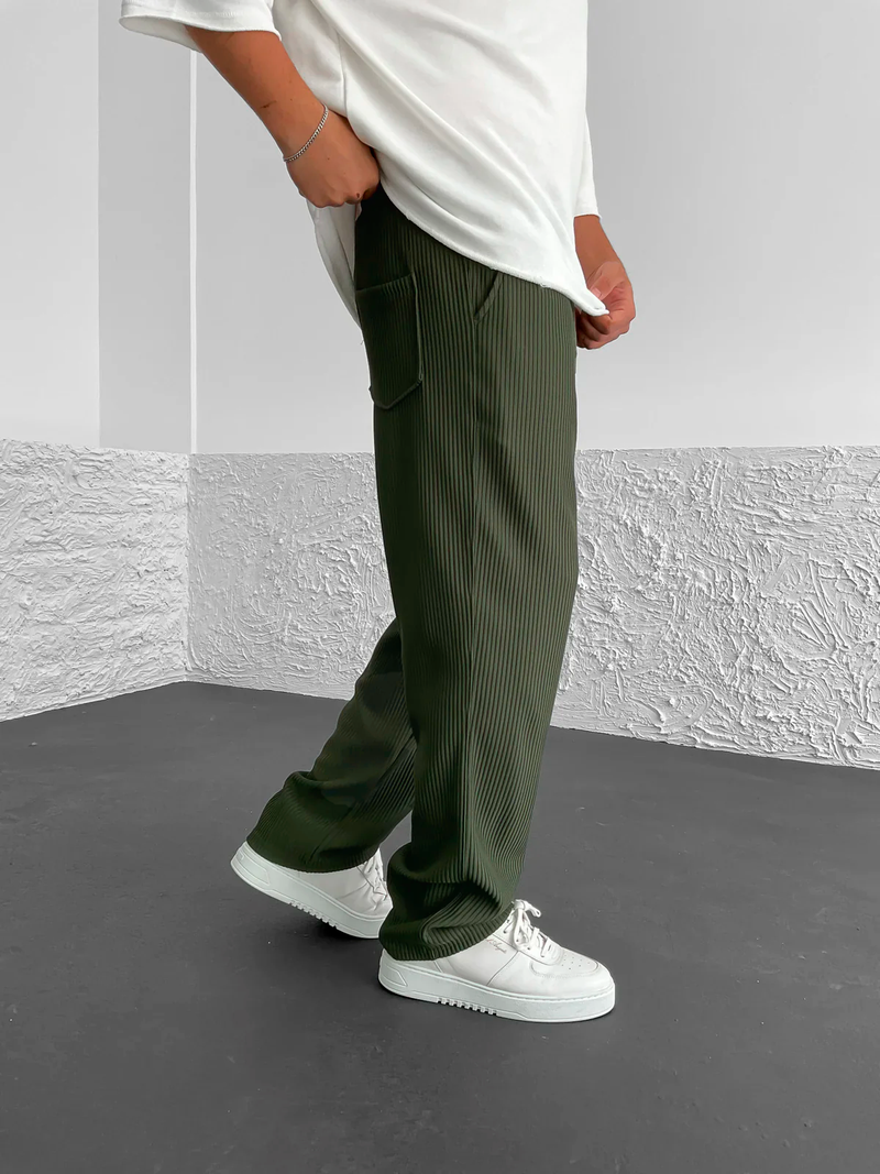 Eliezer | Relaxed Fit Ribbed Drawstring Trousers