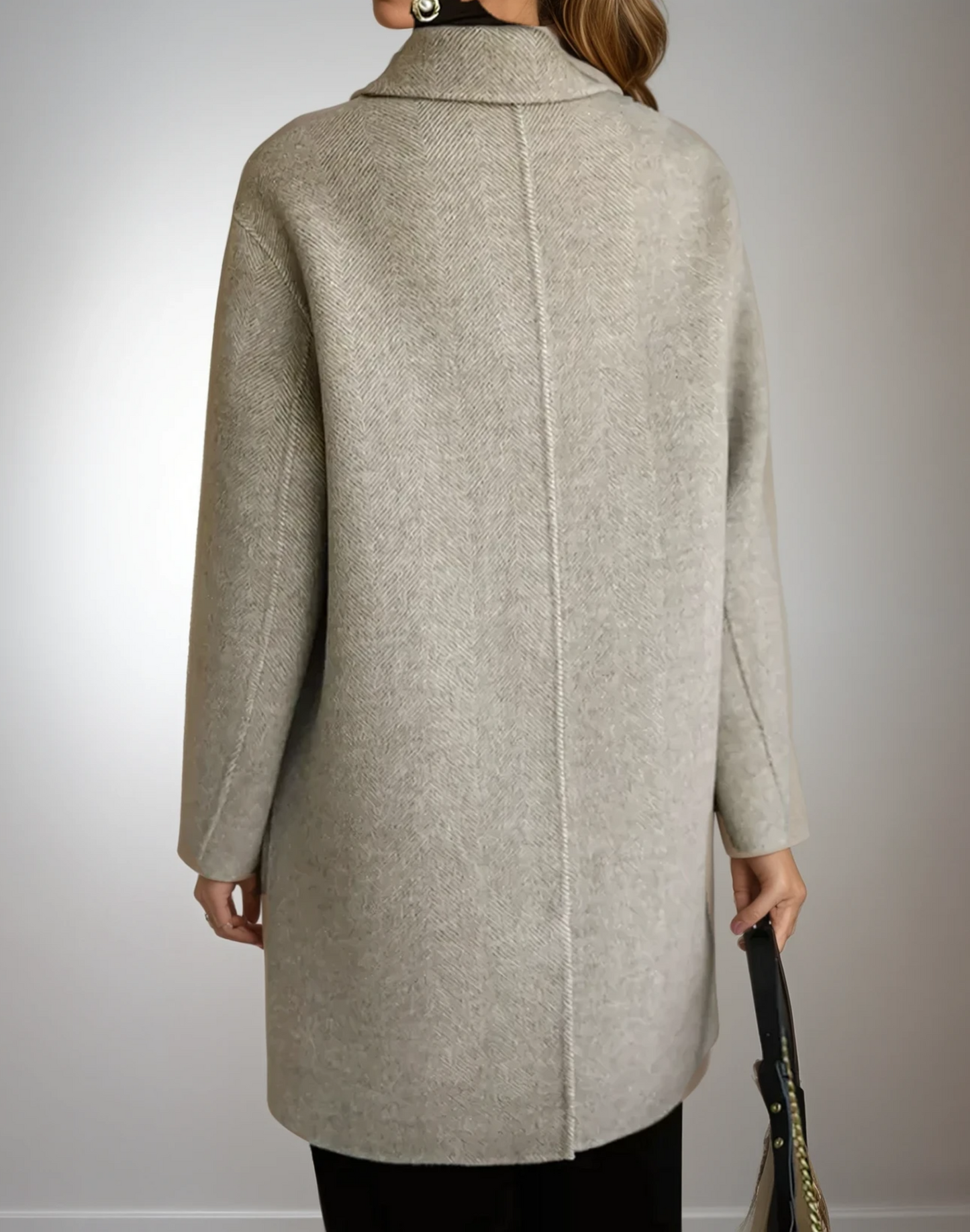 Ursulia | Long Sleeve Collared Mid-Length Coat