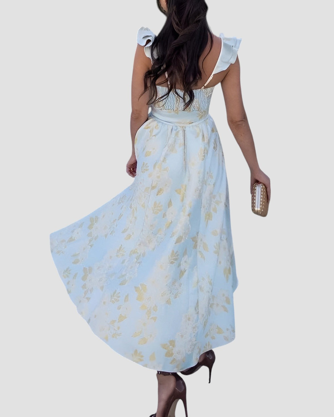 Olesya | Floral Print Tie Waist Midi Dress