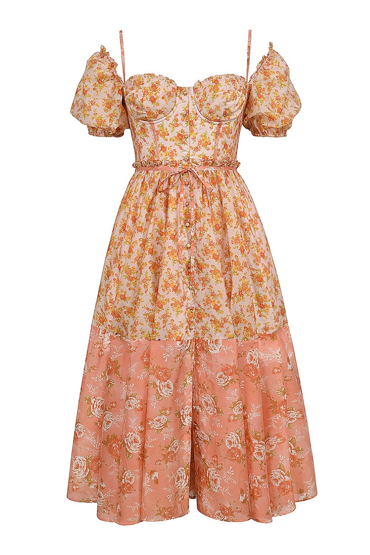 Mellie | Floral Puff Sleeve Midi Dress