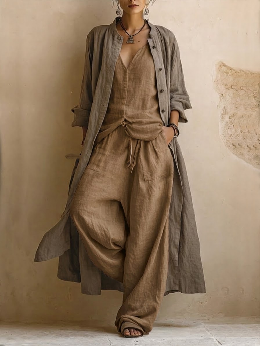Linnie | Three-Piece V-Neck Wide Leg Set