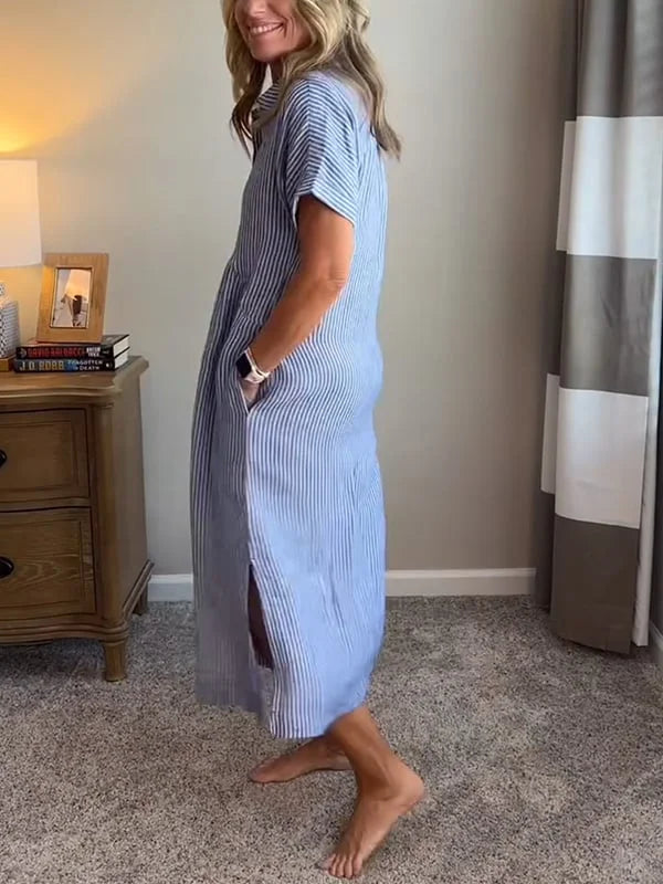 Samara | Striped Short Sleeve Shirt Dress