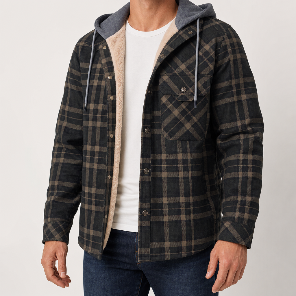 Anderson | Hooded Shirt Jacket with Plaid Pattern
