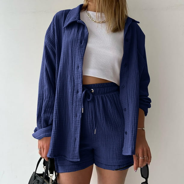Katelyn | Shirt And Shorts Crinkle Two Piece Set